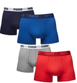 Puma Herren Boxer Basic Unterhosen 4er Pack in verschiedenen Farben 521015001 (true blue (420)/red-grey (072), L) -